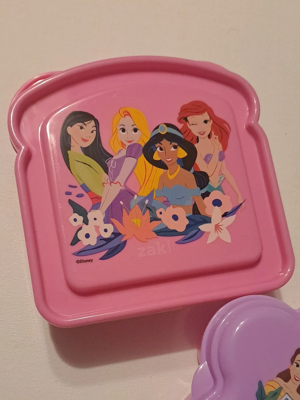 NWT Bundle of 2 ZAK Disney Princess Pink & Purple Snack & Sandwhich Containers